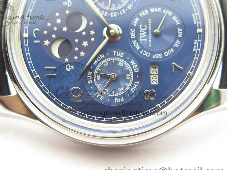 MIROTIME 0228 Portugieser Perpetual Calendar IW503401 V9F 1:1 Best Edition Blue Dial on Black Leather Strap A Contemporary 7114